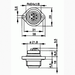 CA 6 GS (932326100) HIRSCHMANN Conector industrial circular M, Panou 6P+PE, IP67, max. 0,75mm2