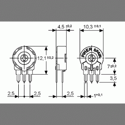 PT 10 LH 10 K (PT10LH01-103A2020) PIHER Szénréteg trimmer ellenállás 10mm lapos csavarh.