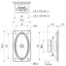 SL 713/4 (2050) VISATON Full-range Speaker 4Ohm 10/15W 100-20000Hz 130,5x75,5x41,5