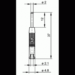 MST 3 BK (973509100) HIRSCHMANN-SKS Miniatur-Stecker-Durchmesser 2mm 6A Lötanschluss 37mm, Schwarz