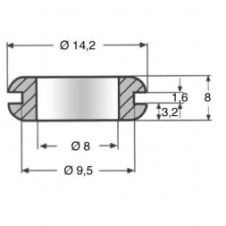 KDF8-B (14.60.854) ETTINGER Durchführungstülle D8/9,5/14,2mm, H8mm, Panel max.1,6mm, Weich PVC, Schwarz