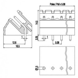 PI16-5,08-IQ EUROCLAMP PCB Plug-In Terminal Blocks