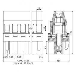 SV16-5,08-F EUROCLAMP Cable Plug-In Terminal Blocks