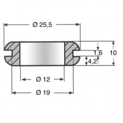 KDF12 (14.62.252) ETTINGER Grommet D12/19/25,5mm, H10mm, Panel max.1,6mm, Soft PVC, Black