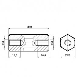 DSMM M3x30 (05.30.330) ETTINGER Plastové dištančné stĺpiky so závitom