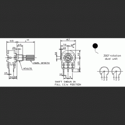 RV16A01F-20-30K-A50K-3 TAIWAN ALPHA Rotary Potentiometer LOG Stereo Shaft D6mm/18teeth