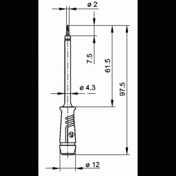 PRUEF 2 BK (973368100) HIRSCHMANN-SKS Mérőhegy 2mm törésálló szigetelt, aljzat 4mm, 1A, fekete