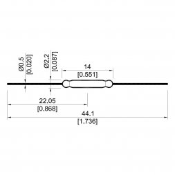 KSK-1A66-1020 STANDEX-MEDER Reed Switch 1a 0,5A 200V 10W D2,2x14mm 10...20AT THT