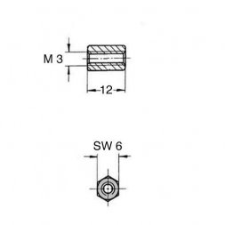 DSMM M3x12 (05.30.312) ETTINGER Kunststoff-Abstandsbolzen