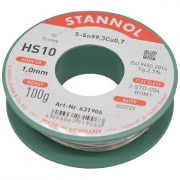 HS10 Sn99Cu1 1mm 100g (631906) STANNOL