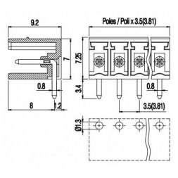 PV03-3,81-H EUROCLAMP PCB Plug-In Terminal Blocks