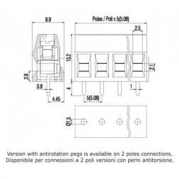 MVS154-5-V EUROCLAMP Svorkovnice do DPS modulární P5mm 1,5mm2 17,5A 4P V