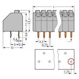 250-203 WAGO Bloques de bornes para placas de circuitos, sin tornillos