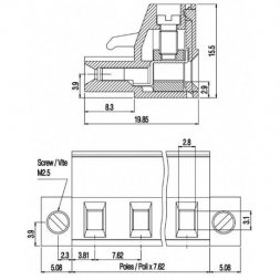 SH02-5,08-K2 EUROCLAMP Borniers pour circuits imprimés, connecteurs enfichables
