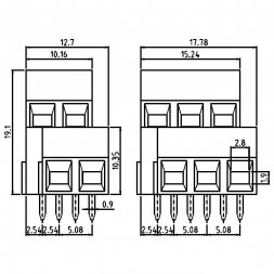 MVD152-5,08-V EUROCLAMP Regletă de conexiuni modulara pentru PCB P5,08mm 1,5mm2 13,5A 2+2P Verticală