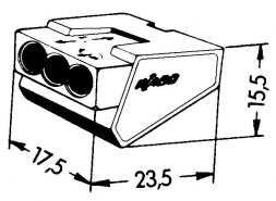 273-453 WAGO Conector cu fixare prin impingere PUSH WIRE 3-cond. 4mm2 32A 1P transparent