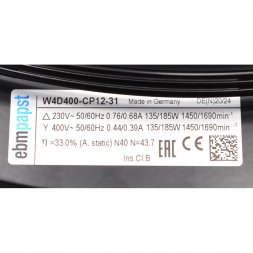 W4D400-CP12-31 EBM-PAPST Ventilátory AC axiální
