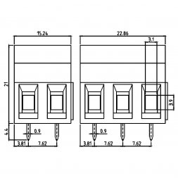 MV472-7,62-V EUROCLAMP Regletă de conexiuni modulara pentru PCB P7,62mm 6,0mm2 32A 2P Verticală
