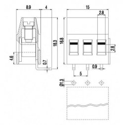 MVE258-5-H-L EUROCLAMP Borniers pour circuits imprimés, avec vis
