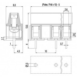 MVE151-10-V EUROCLAMP Borniers pour circuits imprimés, avec vis