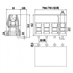 MVS152-5,08-H-L EUROCLAMP Printklemmen mit Schraubverbindung
