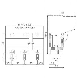 PV03-7,5-V EUROCLAMP PCB Plug-In Terminal Blocks
