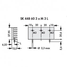 SK 448 60 3 x M3 L FISCHER ELEKTRONIK Standard hűtőbordák