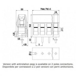 MVE258-5-V-L EUROCLAMP Borniers pour circuits imprimés, avec vis