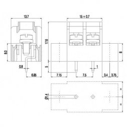 MT173-7,5-YC-K EUROCLAMP Borniers pour circuits imprimés, avec vis