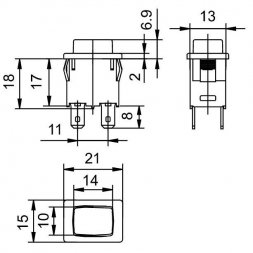 1686.1101 MARQUARDT Comutator cu buton 30x22 1-0 SPST 16(4)A 250VAC negru/roșu, ilum. F4,8