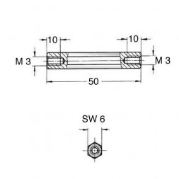 DSMM M3x50 (05.30.350) ETTINGER Distanční sloupky - plastové se závitem