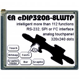 EA eDIP320J-8LWTP DISPLAY VISIONS Modul grafic LCD 320x240 FSTN negru, LED iluminare din spate +TP
