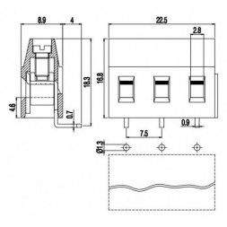 MVE272-7,5-H EUROCLAMP Borniers pour circuits imprimés, avec vis