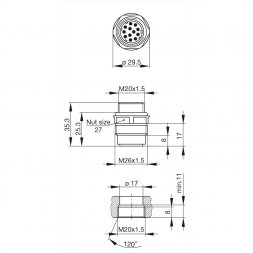 N11R AM 2 M20 HIRSCHMANN Conectori industriali circulari