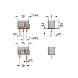 237-103 WAGO Borniers pour circuits imprimés, avec vis