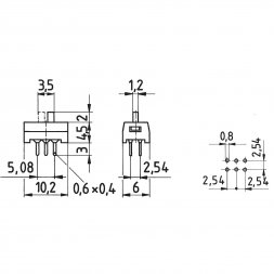SS22SDP2 NKK Switches Comutator glisant subminiatural 1-1 DPDT 0,1A 30V Roșu/Negru THT