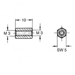DI5 M3x10 VARIOUS Separadores metálicos