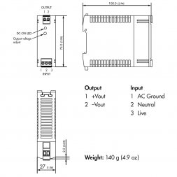 TCL-REM240 TRACOPOWER Záložný modul na DIN lištu 144W 2x5-60V/8A