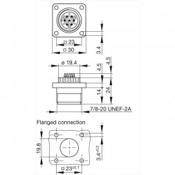 CM 02 L 14S-61 P F (934 390-001) HIRSCHMANN Conector industrial circular  M, Panou 7P, IP67