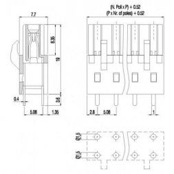PF05-5,08-V EUROCLAMP Plug-in PCB Terminal Block F P5,08mm 12A 6P R/A Green
