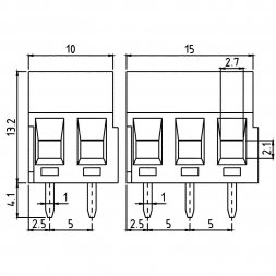 MVS152-5-V EUROCLAMP Regletă de conexiuni modulara pentru PCB P5mm 1,5mm2 17,5A 2P Verticală