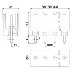 PV02-5,08-V-GY EUROCLAMP Borniers pour circuits imprimés, enfichables
