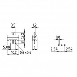 9078.0101 MARQUARDT Comutator glisant subminiatural 1-1 SPDT 0,1A 30V Roșu/Negru THT