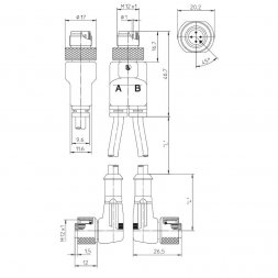 ASB 2-RKWT/LED A 4-3-224/1 M LUMBERG AUTOMATION Konektory průmyslové s kabelem