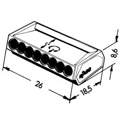 273-108 WAGO Splicing Connector PUSH WIRE 8-cond. 1,5mm2 18A 1P Grey