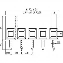 MV132-3,81-V-L EUROCLAMP Regletă de conexiuni pentru PCB P3,81mm 1,0mm2 17,5A 2P Verticală