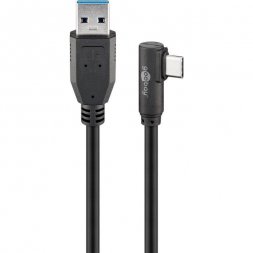 USB-A 3.0 M/USB-C M 90° 0,5m Black GOOBAY