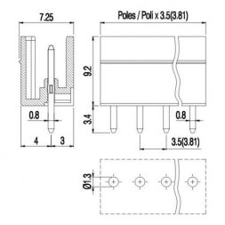 PV02-3,81-V-BL EUROCLAMP Borniers pour circuits imprimés, enfichables