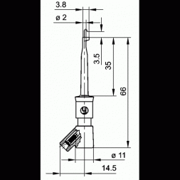 KLEPS 2 BU BK (973501100) HIRSCHMANN-SKS Miniatur-Klemmprüfspitze mit Haken 6A 66mm mit Buchse 2mm, Schwarz
