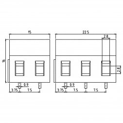 MV272-7,5-H EUROCLAMP Borniers pour circuits imprimés, avec vis